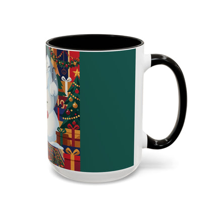 ☃️🎄 The Snowman's Christmas Companion Colorful Mug – Art Deco Holiday Fantasy