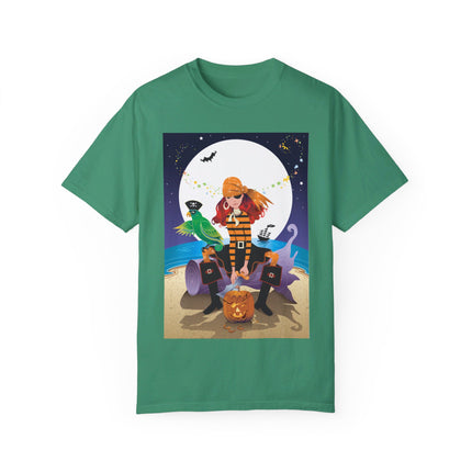 Moonlit Pirate Halloween Unisex Garment-Dyed T-shirt