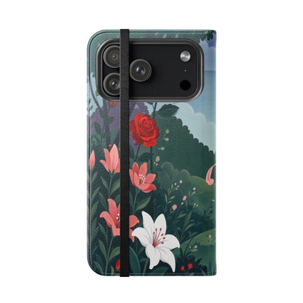 🌹💌 The Garden Of Blown Kisses Flip Case – Art Deco Floral Romance