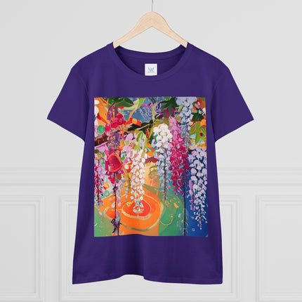 Women's Golden Wisteria Print Midweight Cotton Tee