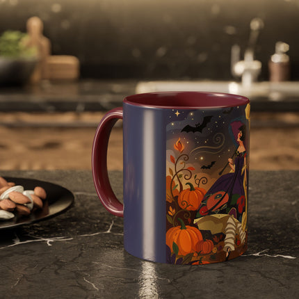 🌙🎃 The Moonlit Garden Walk Colorful Mug – Elegant Halloween Charm