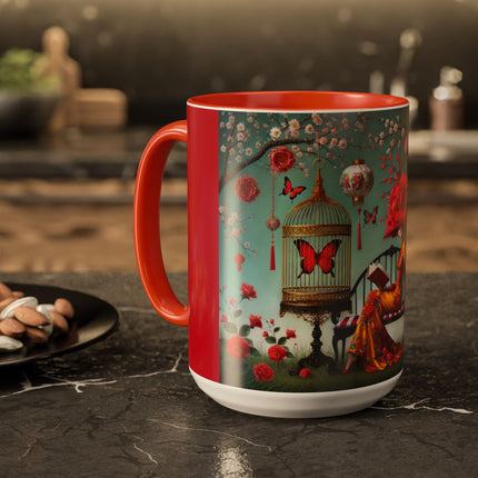 Reading in a Painted Garden Colorful Mugs (11oz, 15oz)