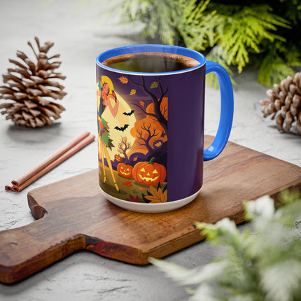 🌕🍂 Autumn Song Beneath The Harvest Moon Colorful Mug – Whimsical Halloween Charm