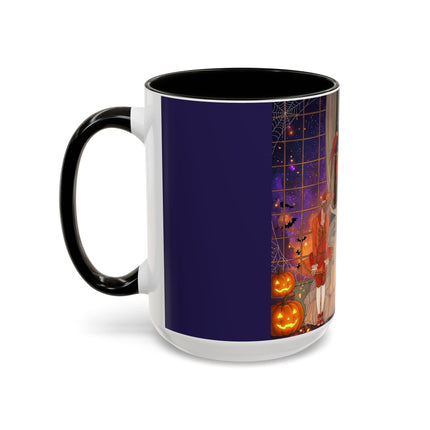 🌙🎃 The Moonlit Parlor Masquerade Colorful Mug – Elegant Halloween Romance