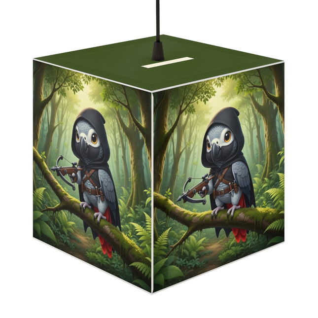 🪶🌲 The African Grey Sentinel Light Cube Lamp – Quiet Strength & Woodland Adventure
