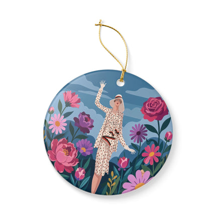 🌺👒 The Grand Flower Promenade Ceramic Ornament – Art Deco Fashion Illustration