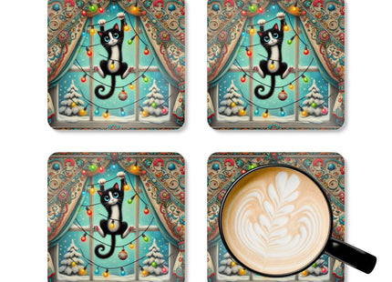 Mischief in Tinselland Corkwood Coaster Set
