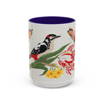 Woodpecker & Tulip Colorful Mugs – Vibrant Spring & Bold Beauty