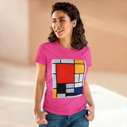 Composition with Red, Yellow, Blue, and Black by Piet Mondrian Women's Midweight Cotton Tee