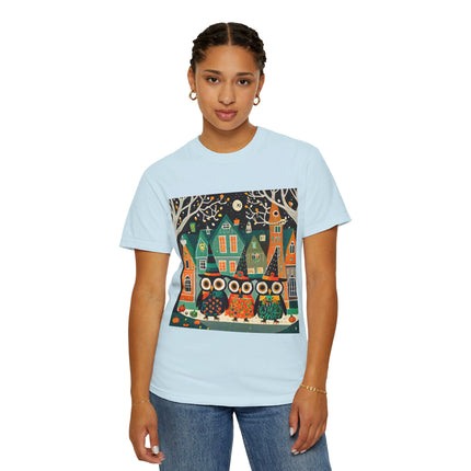 Night of the Trick-or-Treating Owlets Unisex Garment-Dyed T-shirt