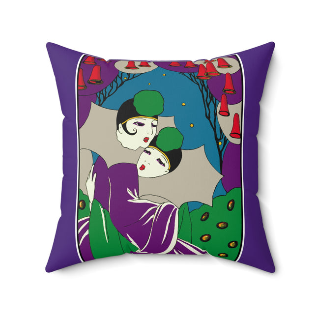 Two Pierrots Spun Polyester Square Pillow