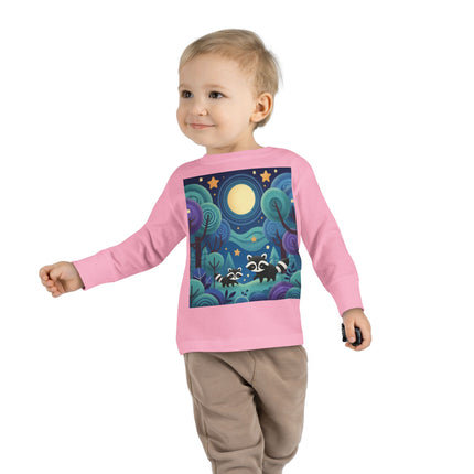 Enchanted Nighttime Raccoons Toddler Long Sleeve Tee