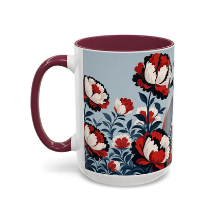 ❤️🌺 The Scarlet Blossom Dancer Colorful Mug – Art Deco Fashion Whimsy