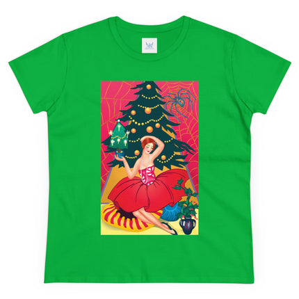 Art Deco Christmas Enchantment Women's Midweight Cotton Tee