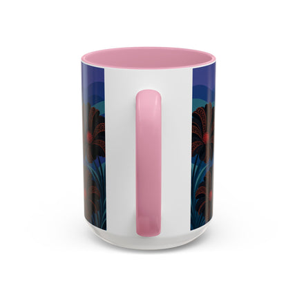 🖤🌺 The Midnight Floral Acrobat Colorful Mug – Art Deco Fashion Whimsy