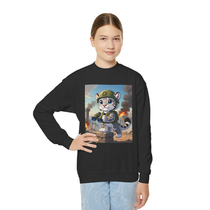 Snow Leopard Lookout Youth Crewneck Sweatshirt – Courage, Curiosity & High-Altitude Adventure