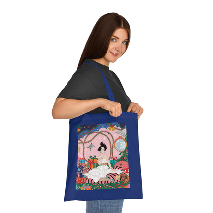 🎄🌹 Christmas Morning In The Rose Parlor Cotton Tote Bag – Art Deco Holiday Romance