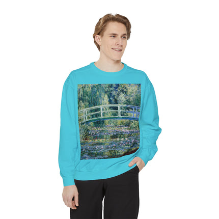 Water Lilies and Japanese Bridge by Claude Monet Unisex Garment-Dyed Sweatshirt