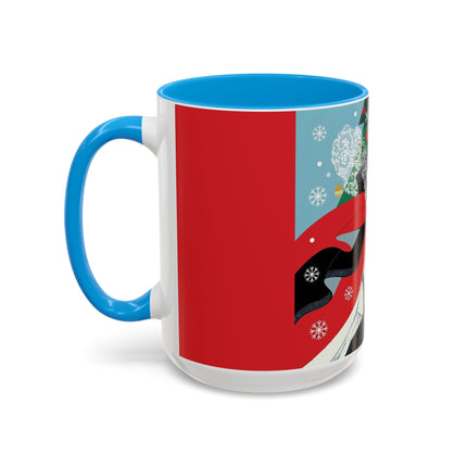 ❤️ The Lady Of The Crimson Scarf Colorful Mug – Art Deco Christmas Elegance
