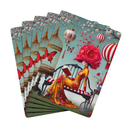 Reading in a Painted Garden Playing Cards