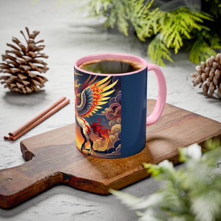 Flame-Winged Horse at Sunset Colorful Mugs (11oz, 15oz)