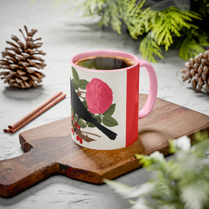 Blackbird & Rose Colorful Mugs – Timeless Elegance & Nature's Harmony