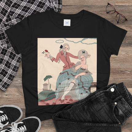 🌹🎀 The Rose Garden Courtship Cotton Tee – Art Deco Romantic Fashion