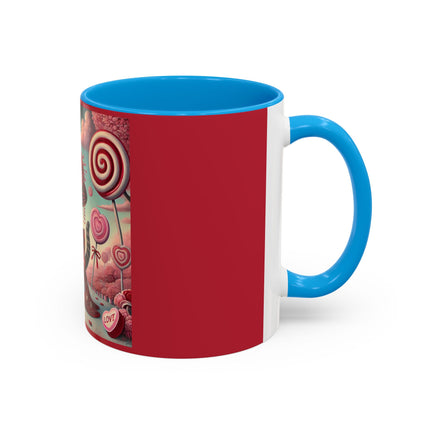 Whimsical Geisha Kitten in a Valentine Garden Colorful Mugs (11oz, 15oz)