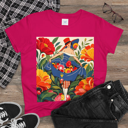🌺🎩 The Grand Flower Market Cotton Tee – Art Deco Floral Fashion
