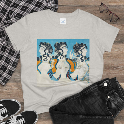 Reproduction of Ladies in Blue by Emile Gilliéron Women's Midweight Cotton Tee