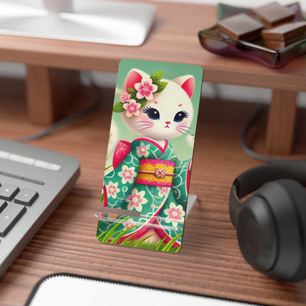Geisha Kitten and the Dandelion Wish Mobile Display Stand for Smartphones