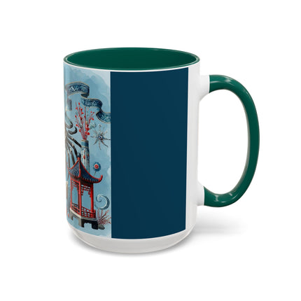 Spotted Crab & Pagoda Colorful Mug – Mystical Ocean & Asian Harmony