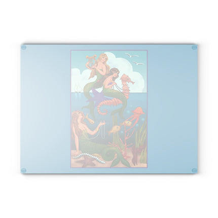 Three Mermaids with Strings of Pearls by Carlo Chiostri Glass Cutting Board