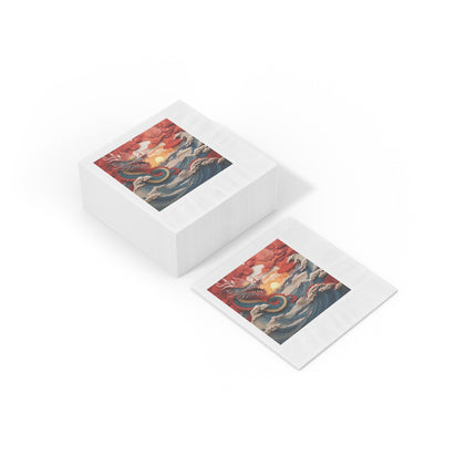 Emergence of the Dragon White Coined Napkins