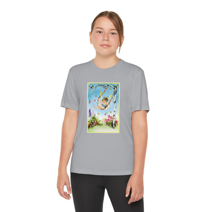 Spring Fairy's Floral Swing Youth Competitor Tee – Garden Magic & Whimsical Adventure