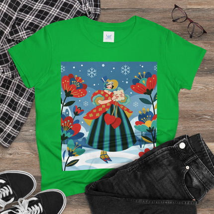 ❤️❄️ The Winter Heart Messenger Cotton Tee – Art Deco Winter Enchantment