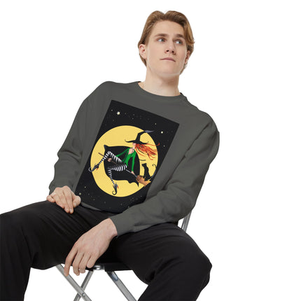 A Witch’s Moonlit Flight Unisex Garment-Dyed Sweatshirt