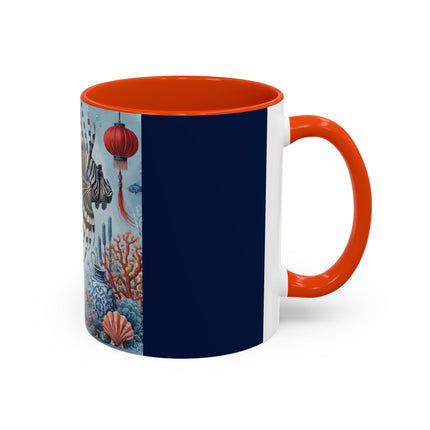 Lionfish & Lantern Colorful Mug – Mystical Ocean & Asian Harmony