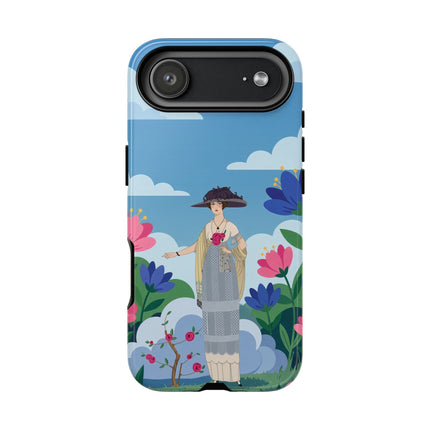 🌸🎩 The Lady Of The Grand Flower Garden Phone Case – Art Deco Fashion Illustration