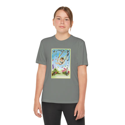 Spring Fairy's Floral Swing Youth Competitor Tee – Garden Magic & Whimsical Adventure