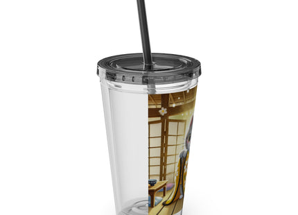 Playful Kitten in the Tea Room Sunsplash Tumbler with Straw, 16oz