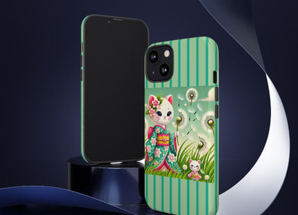 Geisha Kitten and the Dandelion Phone Cases