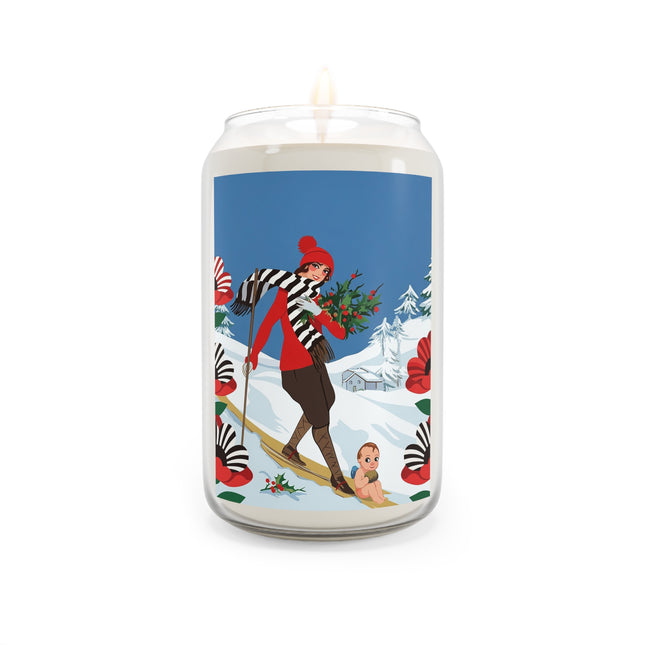 🎿🎄 The Christmas Holly Skier Scented Soy Candle – Whimsical Holiday Fantasy