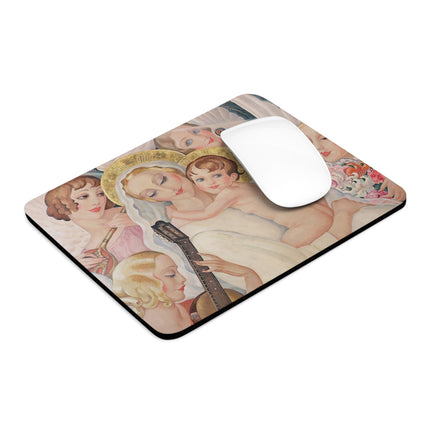 Madonna with Child Surrounded by Musical Angels by Gerda Wegener Mouse Pad, Round and Rectangle