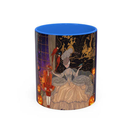 🌙🎃 The Moonlit Parlor Masquerade Colorful Mug – Elegant Halloween Romance