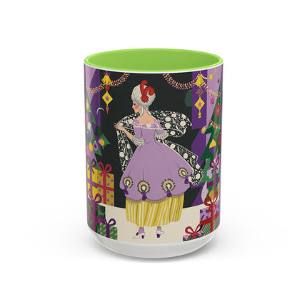 🎁✨ The Lavender Christmas Masquerade Colorful Mug – Art Deco Holiday Fantasy