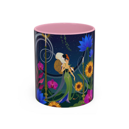 The Lady Of The Starlit Candles Colorful Mugs – Art Deco Theatrical Romance