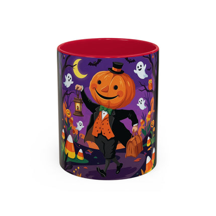 🎃🏮 The Pumpkin Gentleman's Moonlit Stroll Colorful Mug – Whimsical Halloween Charm