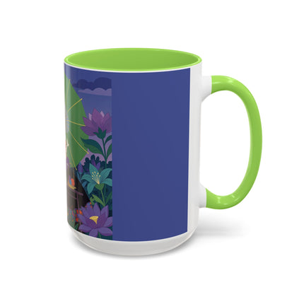 The Lady Of The Moonlit Needlework Colorful Mugs – Art Deco Crafting Elegance