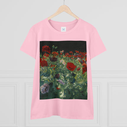 Poppies (A Study of Poppies for Carnation, Lily, Lily, Rose) by John Singer Sargent Women's Midweight Cotton Tee